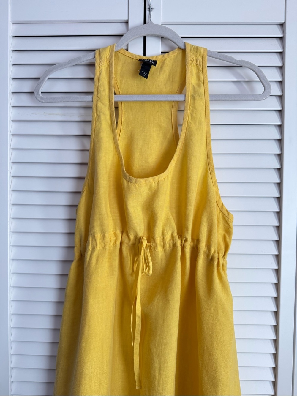 Eileen Fisher Linen Tank A-line Dress Racerback Yellow Coastal Summer Midi XS - Picture 2 of 9